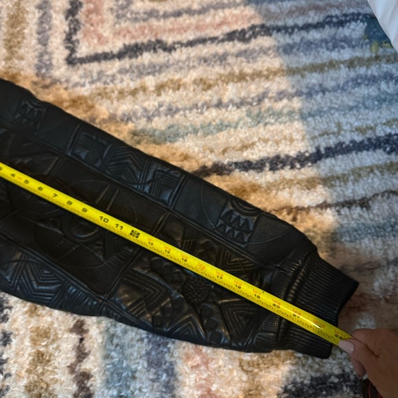 Al Wissam Black Embossed Leather Bomber Jacket Size 56 Luxury Sweet Wear Black - Picture 11 of 13